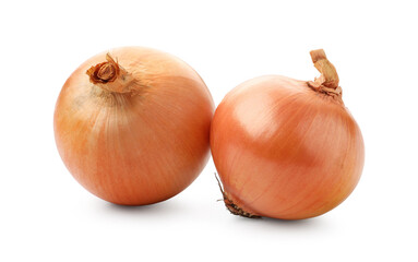 Two fresh onion bulbs isolated on white
