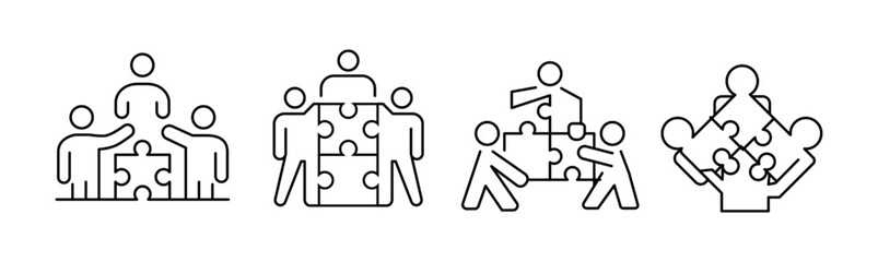 Line art illustrations depicting various family compositions and interactions