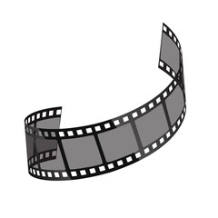 Curved 35mm film strip vector illustration isolated on white background, Vector illustration