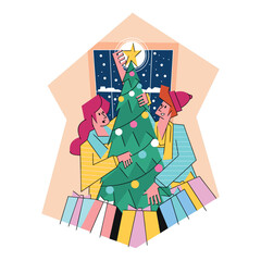 People celebrating Christmas