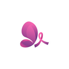 A pink and purple butterfly logo with a flowing ribbon, symbolizing breast cancer awareness and support.