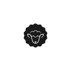 A minimalist black and white emblem featuring a stylized sheep's head with fluffy wool, set against a clean white background.