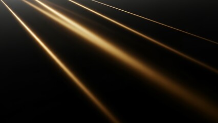 Golden light rays shining on dark background with vibrant beams
