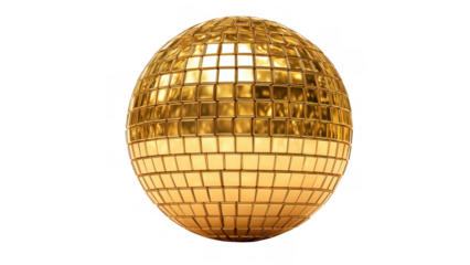 Bright gold disco ball with a reflective surface, created AI, PNG