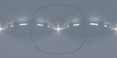 Panoramic View of an Empty Tunnel with Bright Lights 360 vr panorama