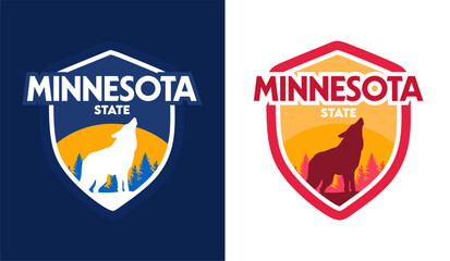 minnesota state with beautiful views and wolf silhouettes