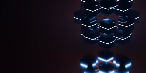 Futuristic 3d geometric structure with glowing edges