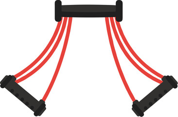Red resistance band chest expander with black handles for fitness training.