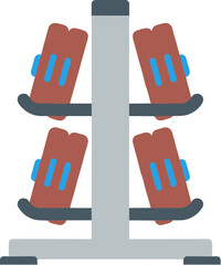 Dumbbell rack with four weights for fitness and strength training.
