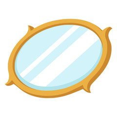 oval wall mirror decorative flat color vector illustration template design