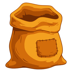 empty old brown sack flat color vector illustration template design