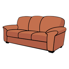 comfortable leather couch durable stylish flat color vector illustration template design