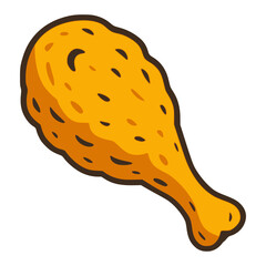 Cartoon crispy fried chicken food flat color vector illustration template design