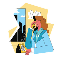 A woman is calling the phone