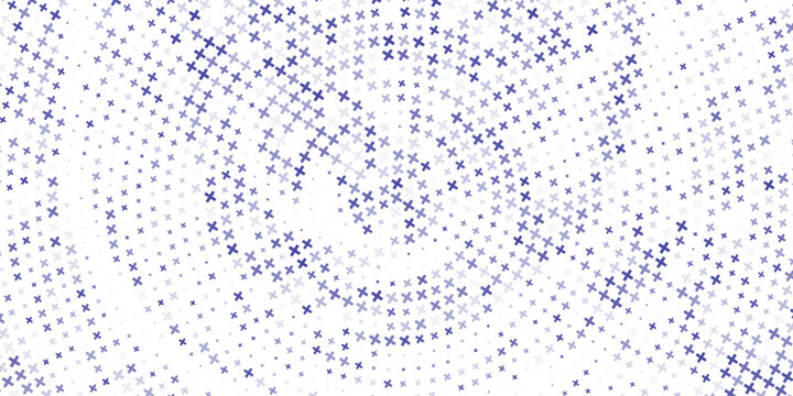 Blue Medical Plus Symbols Pattern. Math Design Elements Background. Medical Tech Background. Abstract Digital Circles of Plus Signs. Vector Illustration.