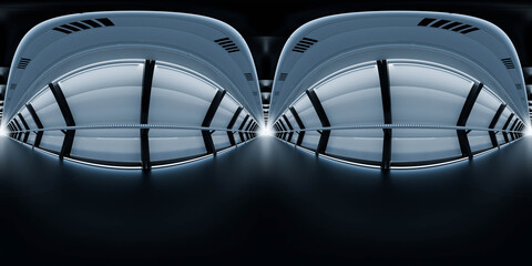 Futuristic sleek interior with ambient lighting 360 vr panorama