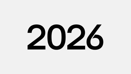 Bold black number 2026 on a clean white background creating a minimalist design concept