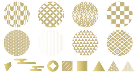 日本の伝統文様のイラストセット　和柄　Japanese traditional pattern