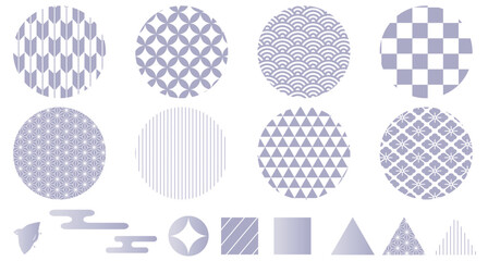 日本の伝統文様のイラストセット　和柄　Japanese traditional pattern