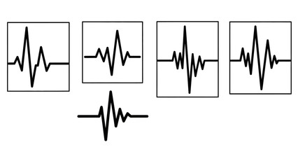 Obraz premium Diverse representations of seismic activity waves and heart rhythm graphics