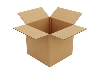 Open cardboard box isolated on transparent background