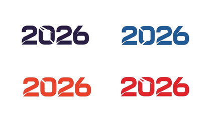 Modern Stylized Year 2026 Numbers in Blue and Red Color Variants