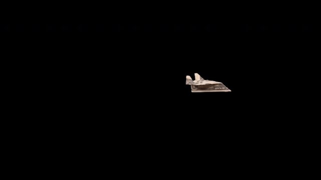 US dollar paper airplane with flaming sparkler rocket flying by with clear alpha channel background..