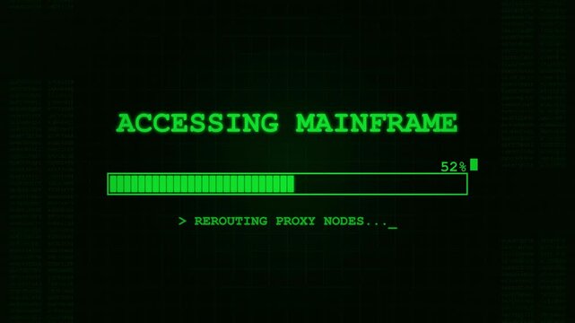 Retro Sci Fi Terminal Mainframe Access Animation   Green Phosphor Loading Screen 4K Seamless Loop