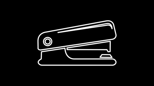 Modern black stapler on white background for office use