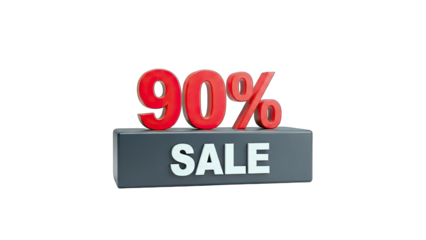 90% Sale Discount on a Black Block - Isolated