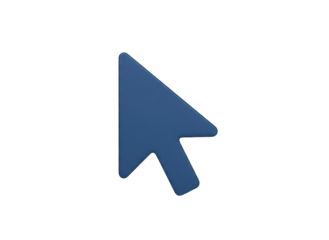 Matte Blue Retro Cursor Arrow Object On Transparent Background