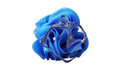 Abstract Blue Shape with Transparent Element on White Background