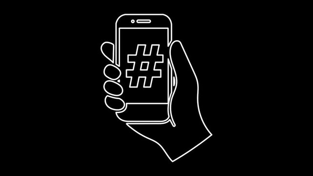 Hand holding smart phone with symbol on screen