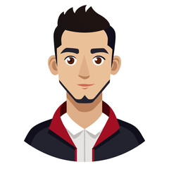 Young man with stylish hair and beard in modern outfit