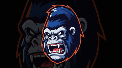 Angry Gorilla Face Logo Design - Fierce Primate Illustration with Intense Expression