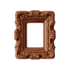 Chocolate brown ornate picture frame  isolated on a transparent background
