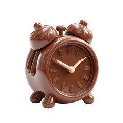 Chocolate alarm clock melting isolated on a transparent background
