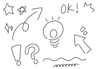 手描きの線や記号を集めた装飾イラスト素材