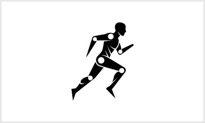 Obraz premium Running Man Silhouette Human Motion Athletic Figure Sports Icon logotypeiconsportslogodesign.