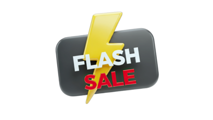 Flash Sale Icon with Lightning Bolt on White Background