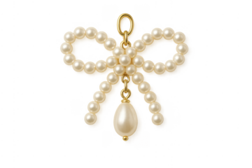 Pearl bow pendant with golden details