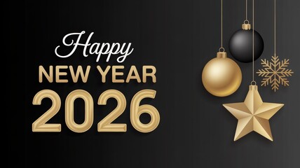 Stylish New Year 2026 celebration banner with elegant holiday ornament