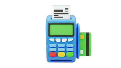 Payment Terminal Printing Receipt with Credit Card