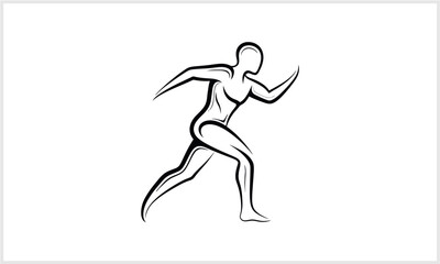 Fototapeta premium Dynamic Running Person Outline Icon - Sport Fitness Athlete Logo Concept logotypeiconsportslogodesi.