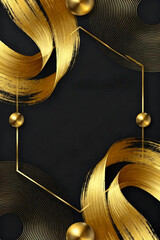 Elegant Black And Gold Abstract Background With Geometric Frame For Invitation Cards