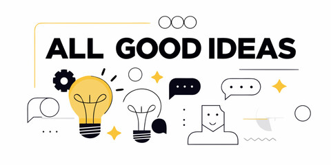Visualizing creativity lightbulbs speech bubbles and a person represent good ideas
