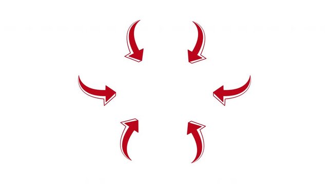 Animated Red Scribble Arrow Pointing Middle. Hand Drawn Motion Graphic Design Element for Emphasis