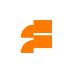 Orange Modular Letter F Geometric Logo for Creative Agency and Media