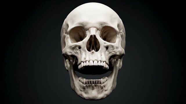 A realistic human skull screaming with a wide open mouth