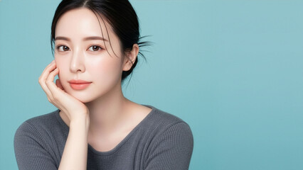 女性、グレー色の服、AI